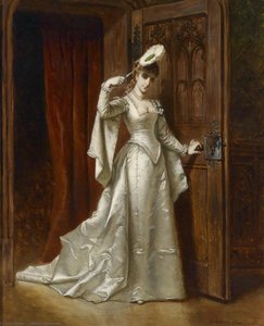 Elegant Lady In A White Damask Dress