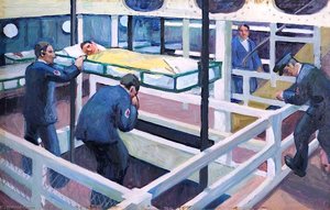 First World War A Hospital Ship, Showing Lift for Transferring Wounded Sailors from Deck to Deck