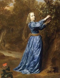 Portrait Of A Girl Picking Grapes — Johannes Mytens