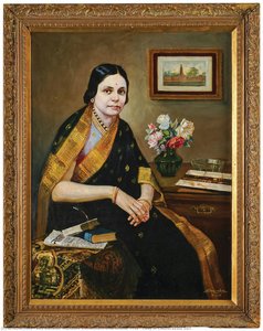 Lady In Chandrakala Sari — Rao Bahadur Mahadev Vishwanath Dhurandhar Frsa, Contemporary Realism