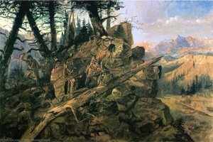 Plunder On The Horizon (also Known As Indians Discover Prospectors) — Charles Marion Russell