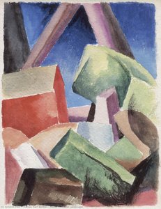 House In Cubist Landscape — Thomas Hart Benton