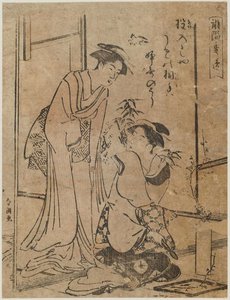 Woman Arranging Flowers In Vase — Katsushika Hokusai, Impressionism