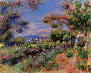 Young Woman In A Landscape, Cagnes — Pierre-auguste Renoir, Impressionism