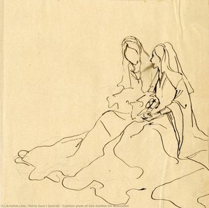 Fashion Plate Of Two Maiden For Blancaflor — Adrià Gual I Queralt, Symbolist Modernism