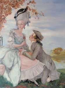 A Suitor Kneeling Before His Beloved — Konstantin Andreevic Somov