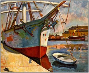 Ship At Le Havre (aka Ship In Harbort, Le Havre) — Georges Braque, Cubist Analytic