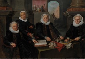 Three Regentesses and the ‘House Mother’ of the Amsterdam Lepers’ Asylum, Werner van den Valckert, 1624