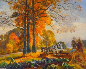 Farmers With Horse Cart — Mathias Joseph Alten