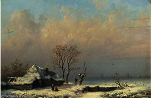 A farmhouse in the snow