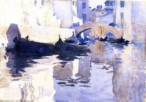 Rio Di San'andrea, Venice (also Known As A View Of Venice, With Empty Gondolas In A Canal) — John Singer Sargent, Impressionistic Landscape