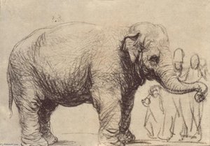 An Elephant, In The Background A Group Of Spectators — Rembrandt Van Rijn, Baroque