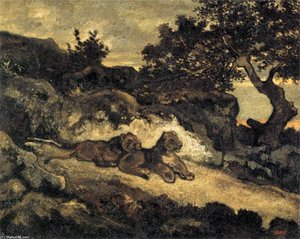 Lions near their Den
