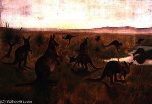 Kangaroos In Australian Landscape, — William Hoare