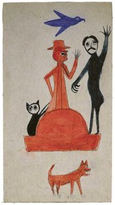 Untitled (figure Construction With Waving Man) — Bill Traylor