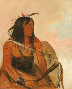 Ish A Ró Yeh, He Who Carries A Wolf, A Distinguished Brave — George Catlin, American Romanticism