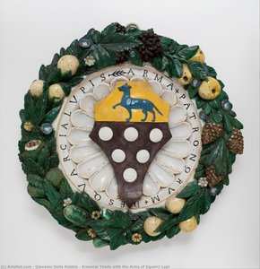 Armorial Tondo With The Arms Of Squarci Lupi — Giovanni Della Robbia