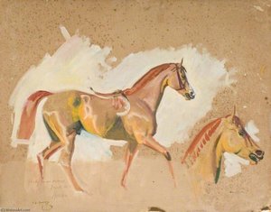'rufus', A Study For 'our Mutual Friend The Horse' — Sir Alfred James Munnings, Impressionistic Landscape