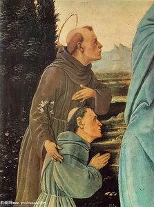 Madonna con el Niño, San Antonio de Padua y un fraile (detalle)