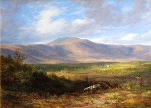 Moorland Landscape With Sportsman And Setter — Džejms Giles