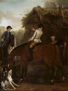 Viscount Weymouth's Hunt Two Hunt Servants on Hunters beside a Cottage