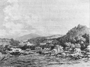 Buildings In A Wooded Landscape — Alexander Cozens