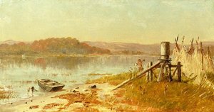 A Fisherman's Windlass, Sketch On The Hudson — Thomas Worthington Whittredge, Hudson River School