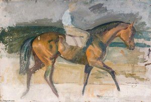 Study Of A Racehorse With A Lad Up — Sir Alfred James Munnings