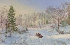 Evening Sleigh Ride, Ravensdale Road, Hastings-on-hudson, New York — Jasper Francis Cropsey