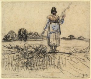 Shepherdess With The Distaff In Auvergne — Jean François Millet The Elder