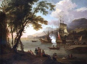 A Capriccio Of A Mediterranean Harbour With Shipping, Merchants And Dockhands - Adriaen Van Diest — Lukas Moser