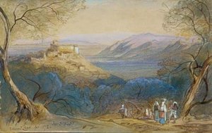 View Of The Castello Caetani And The Hill-town Of Sermoneta, Lazio, Italy — Edward Lear