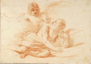 St Peter And The Angel — Guercino, Baroque Painting