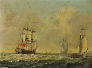 An Indiaman At Sea — Francis Swaine