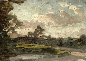 Landscape With A Pond In The Foreground, Large Tree On The Left — Gunning King