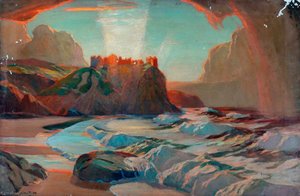 Northern Ireland Dunluce Castle (London, Midland and Scottish Railway poster artwork)