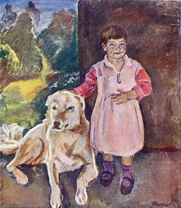 Katya With A Dog — Pyotr Konchalovsky