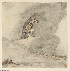 A Dog-headed Monster In A Cave, A Lilliputian Figure Below — Sir Nathaniel Dance Holland