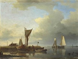 Fishing Boats On A Quiet Estuary — Abraham Hulk Senior