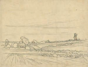 Landscape Study Relating To The Etching, 'clavering Fields' — Sir George Clausen, Realism