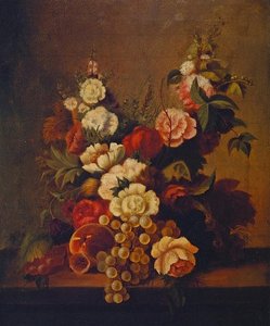 Still Life With Flowers And Fruit — William Merritt Chase