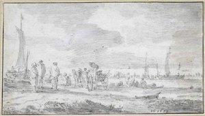 Beach Scene With Figures And Boats — Jan Josephszoon Van Goyen