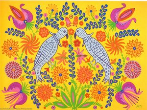 Two Parrots Took A Walk Together In Spring — Marija Primachenko, Naive Art / Primitivism