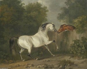Two Horses By A Fence — Sawrey Gilpin