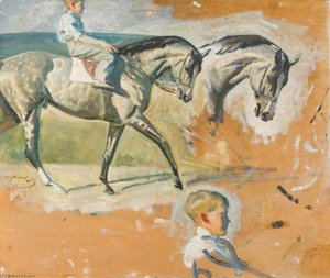 Study Of A Lad And A Two Year Old Racehorse — Sir Alfred James Munnings, Impressionistic Horse Painting
