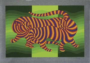 Two Tigers (green) — Victor Vasarely