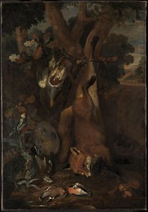 Jachtstilleven Met Vos En Een Patrijs — Philipp Ferdinand De Hamilton