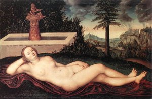 Reclining River Nymph At The Fountain — Lucas Cranach The Elder, German Renaissance