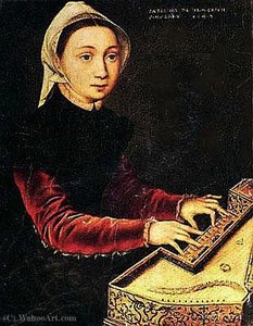 Young girl playing the virginal