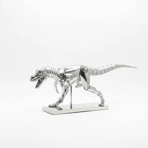 Metallic Dinosaur Sculpture – Handcrafted Art Decor